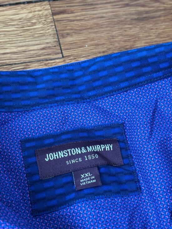 Johnston & Murphy Men's Purple Button Down Dress Shirt Sz 2XL XXL Purple Cotton - Picture 5 of 7